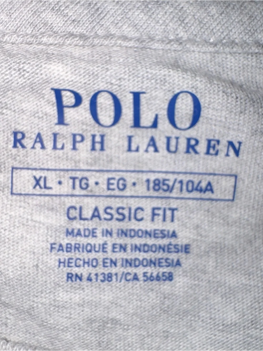 Ralph Lauren Polo Gray Tee with Navy Polo Script